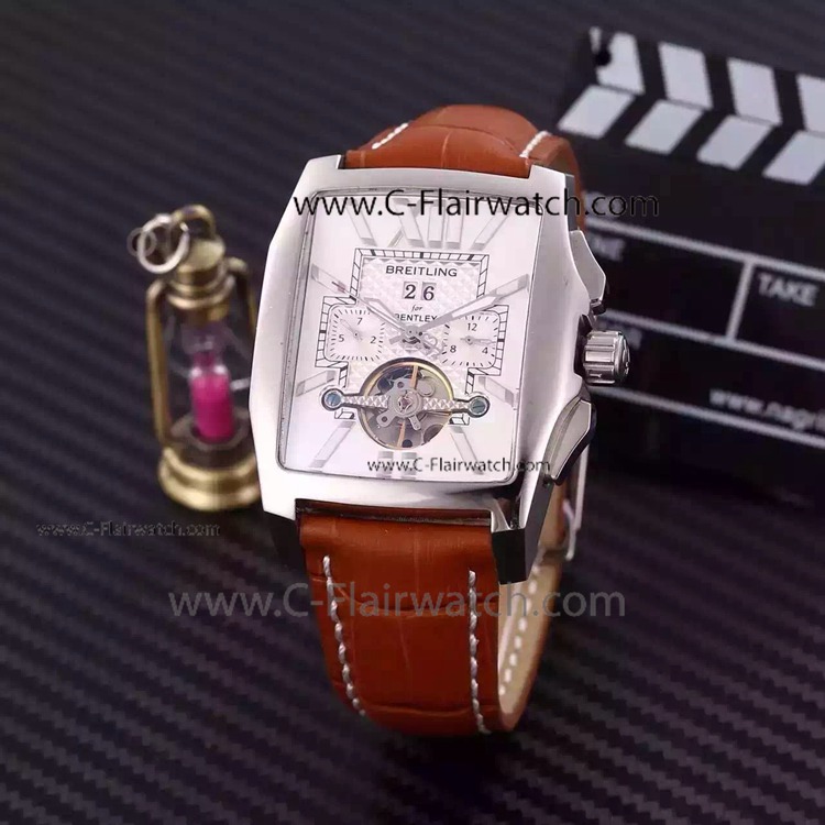 Clone Breitling for Bentley Tourbillon SS Brown Leather Watch